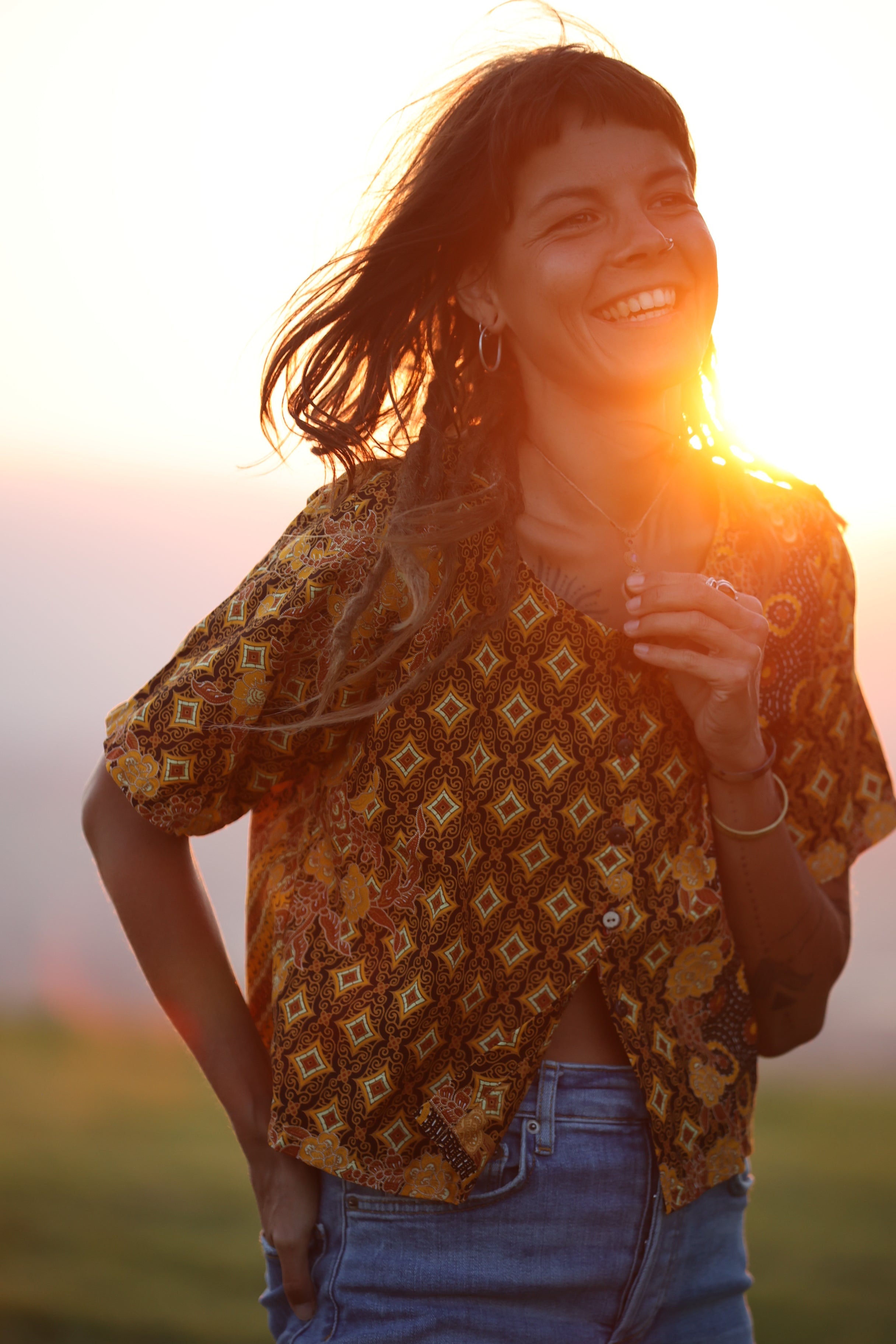 Urak Batik Crop Shirt Beere