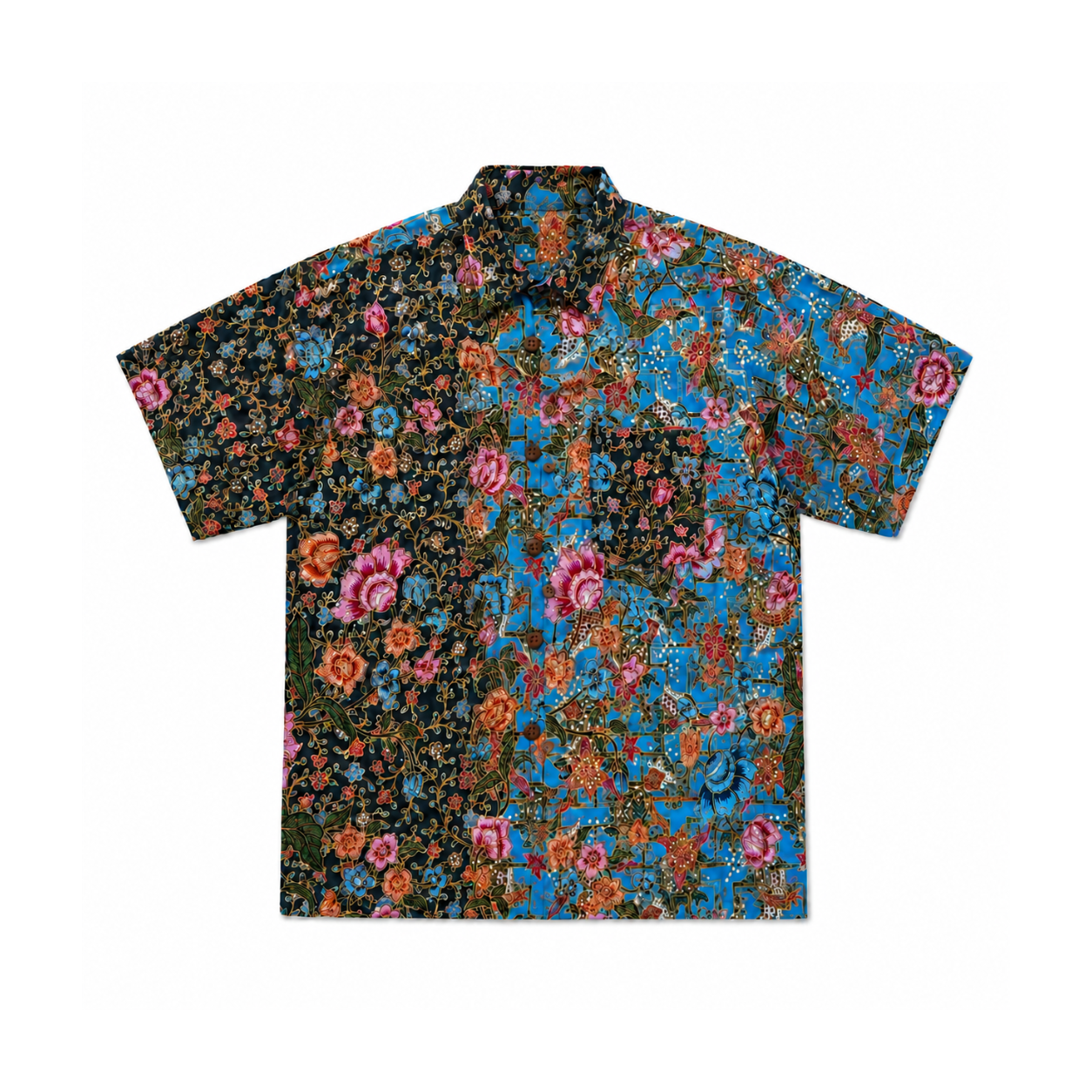 Urak Oversize Shirt Light Blue/Dark Green