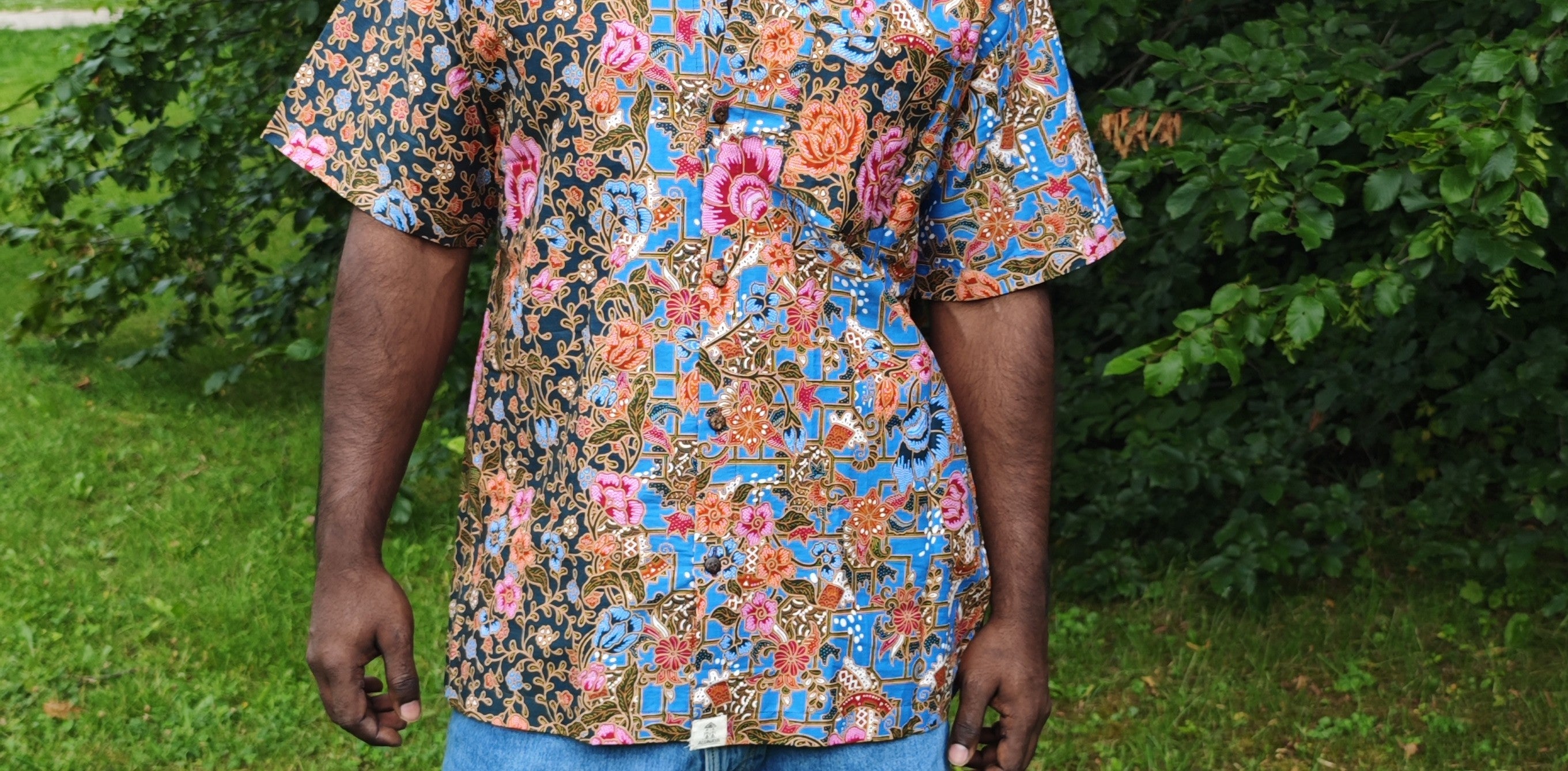 Urak Oversize Hemd Hellblau/Dunkelgrün