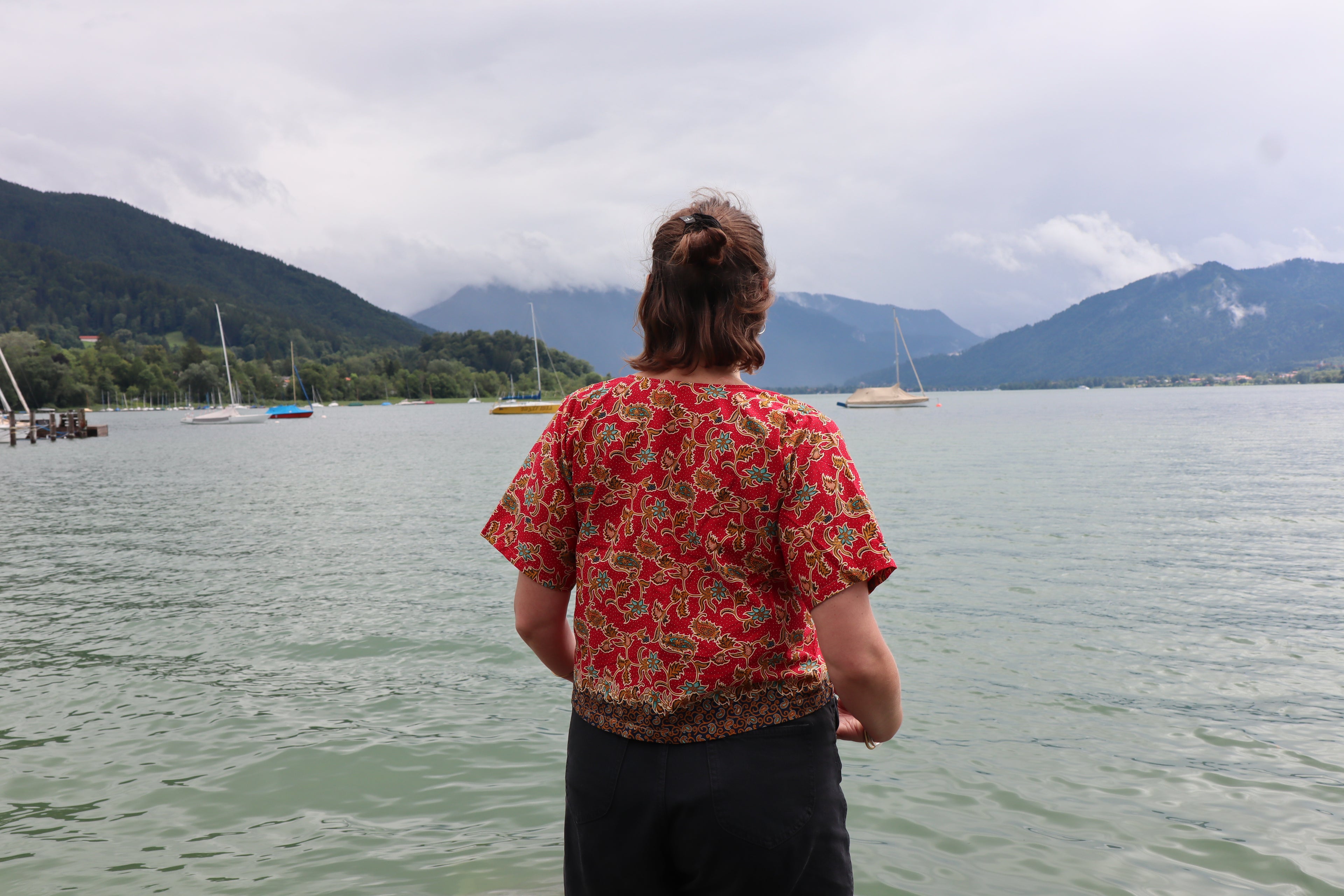 Urak Batik Crop Shirt Dunkelblau