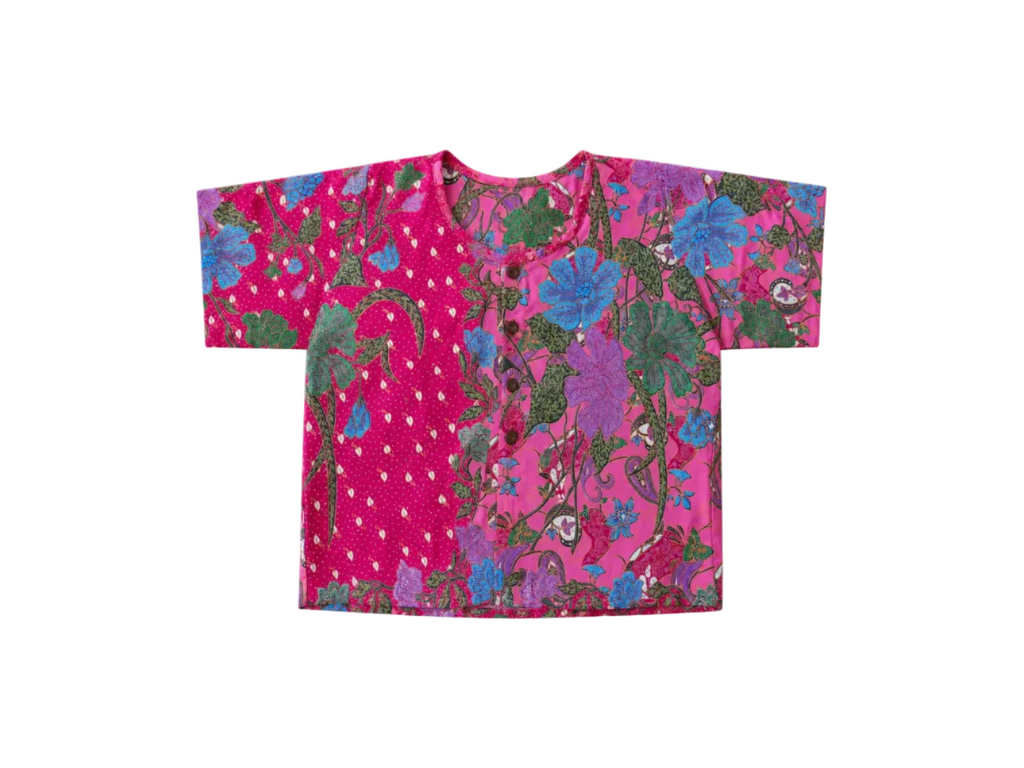 Urak Batik Crop Shirt Pink/Blau
