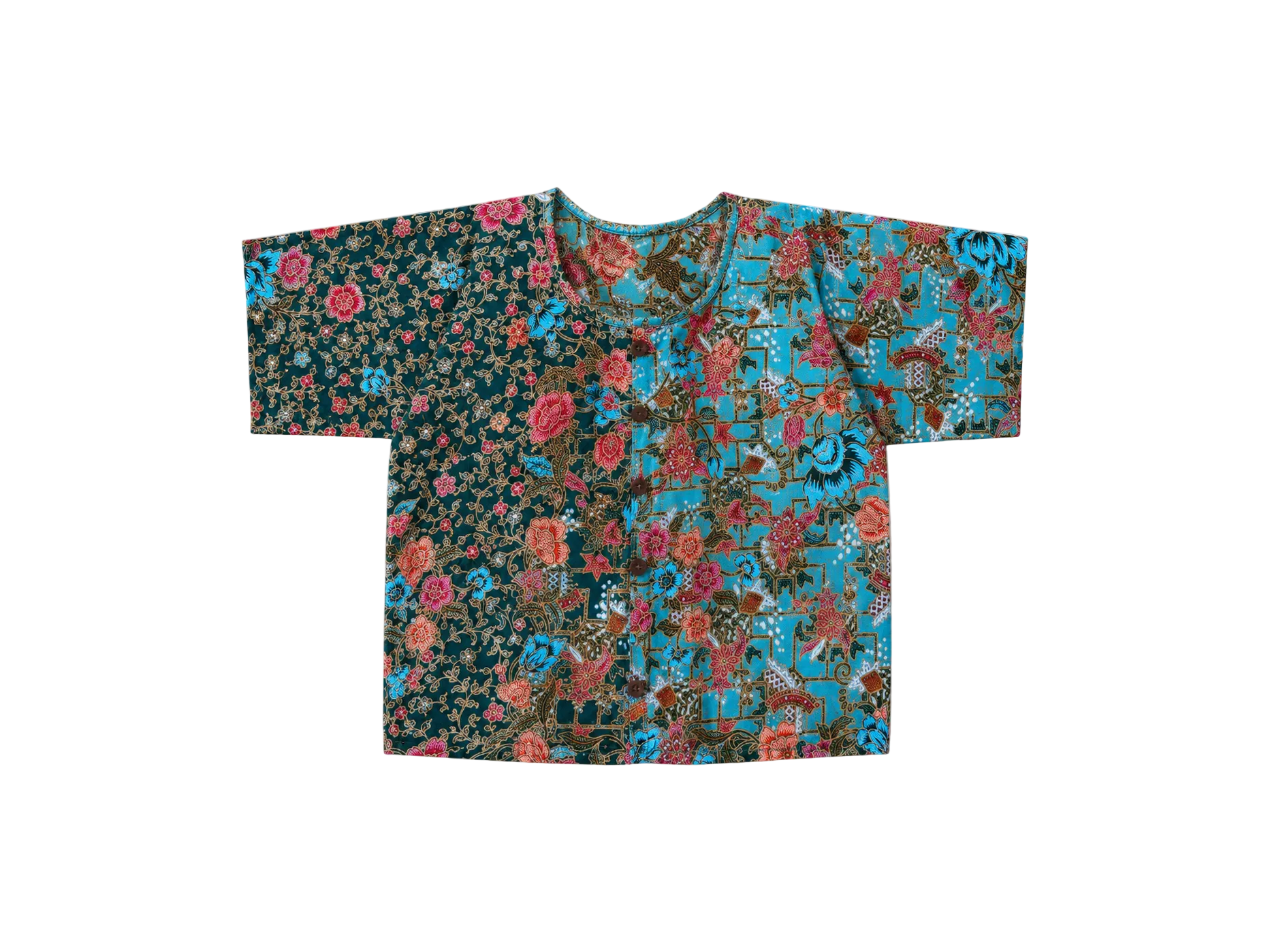 Urak Batik Crop Shirt Grün/Rot