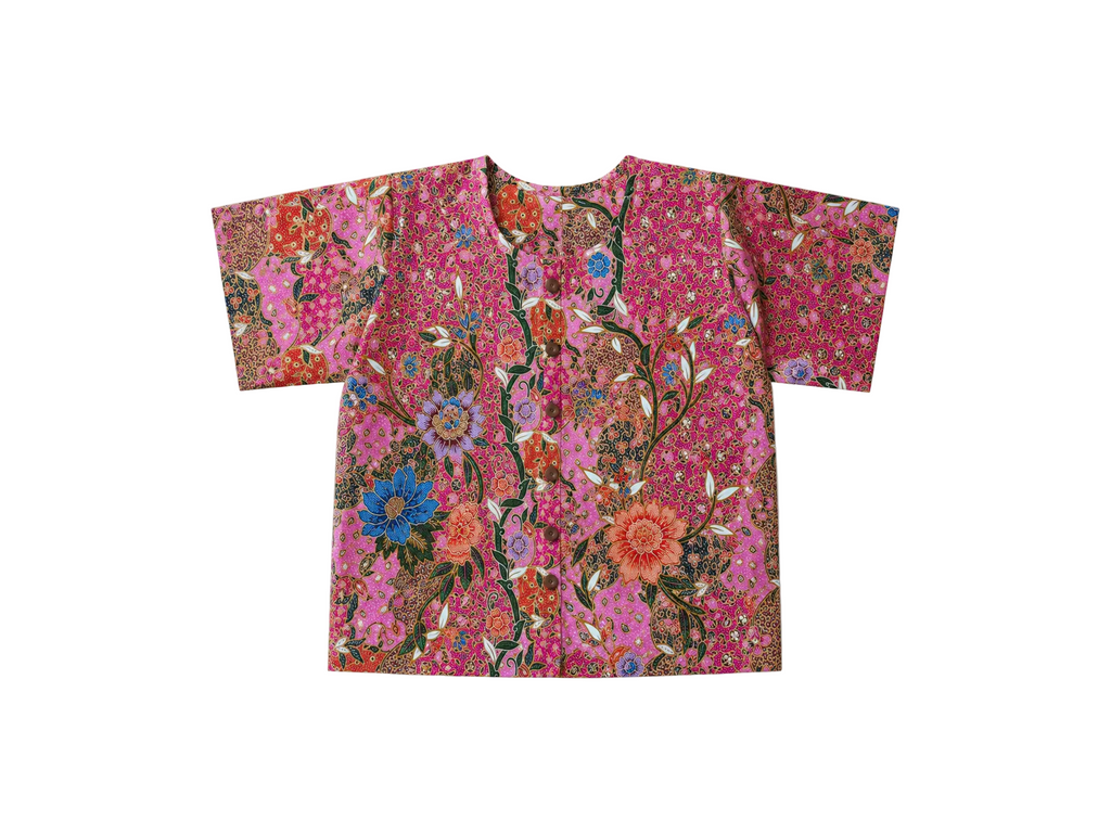 Urak Batik Crop Shirt Rosa/Blau