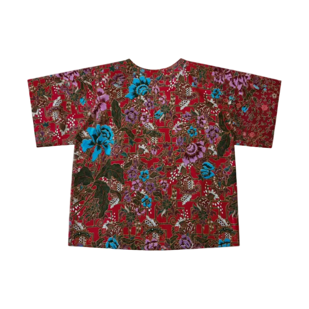 Urak Batik Crop Shirt Rot/Türkis