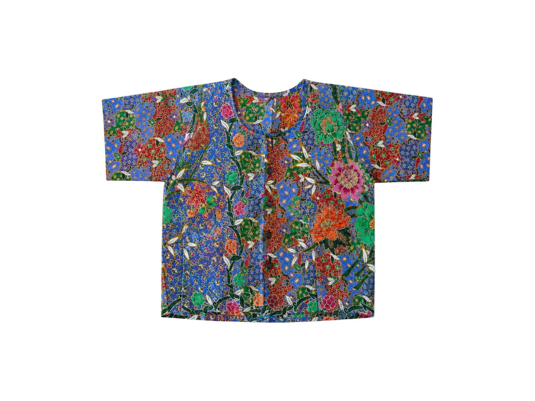 Urak Batik Crop Shirt Himmelblau